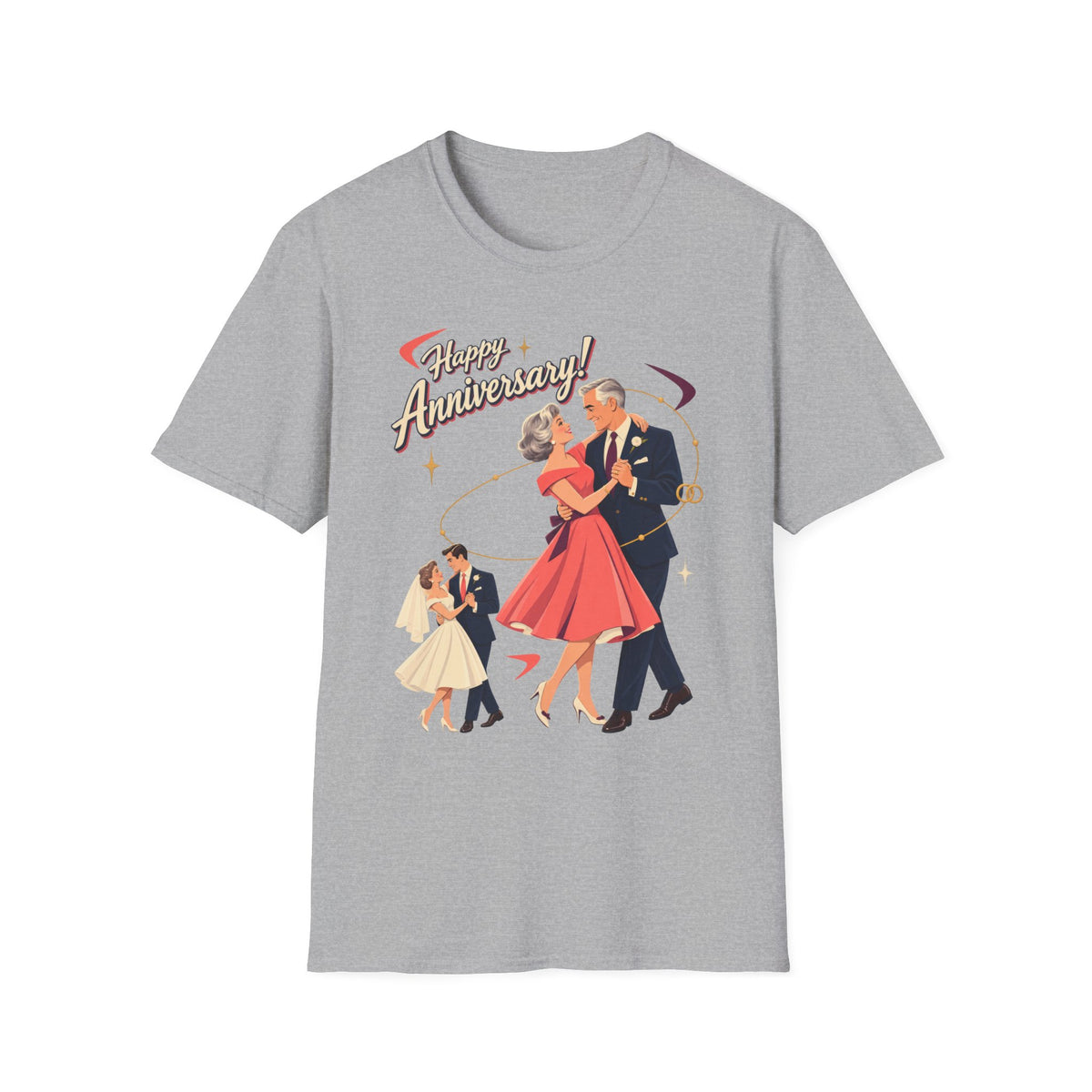 Happy Anniversary T-Shirt — Vintage Couple Dancing Retro Romance Graphic Tee