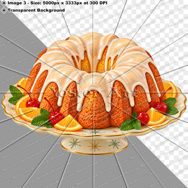 Vanilla Glazed Bundt Cake - Circa 1950s | Digital Artwork Download