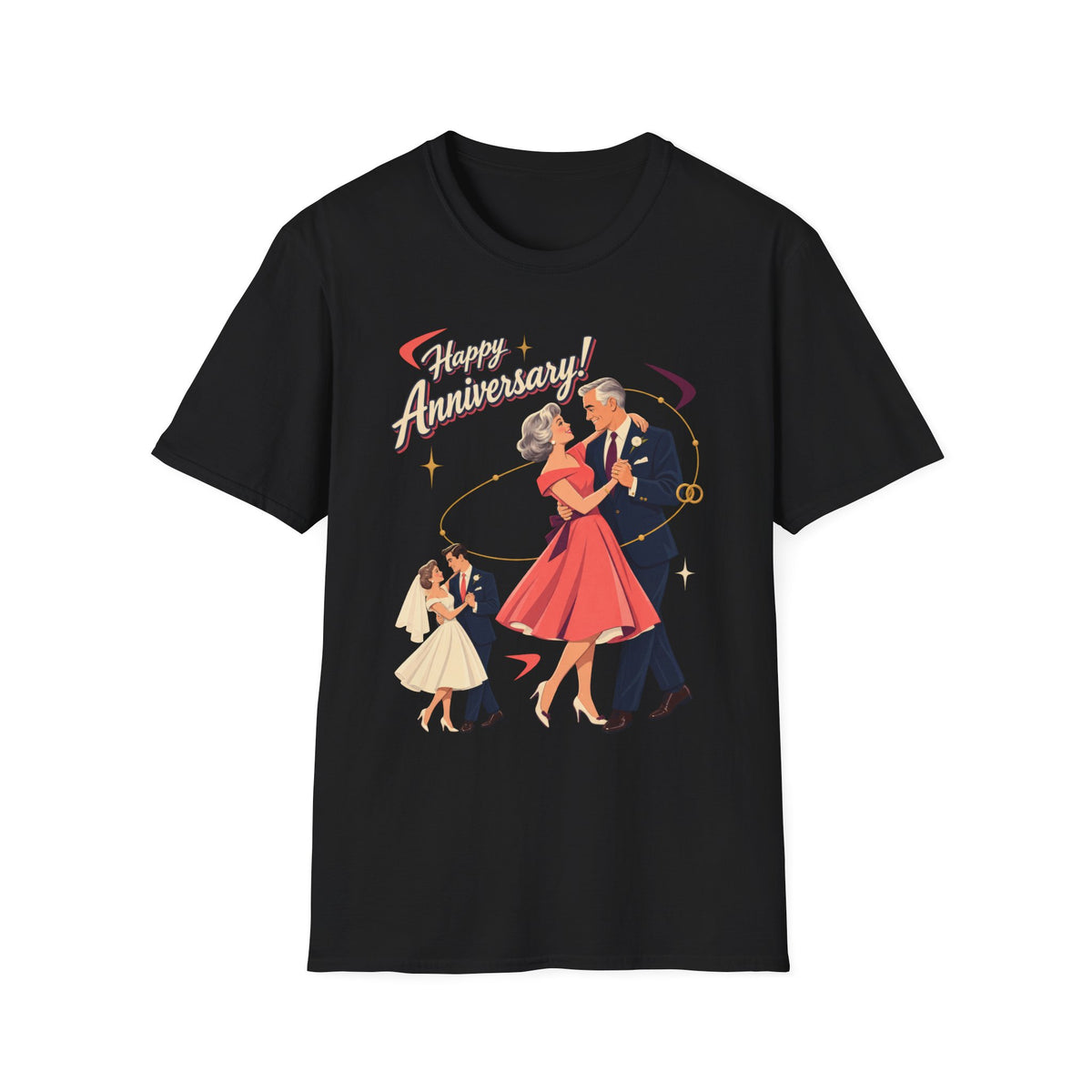 Happy Anniversary T-Shirt — Vintage Couple Dancing Retro Romance Graphic Tee