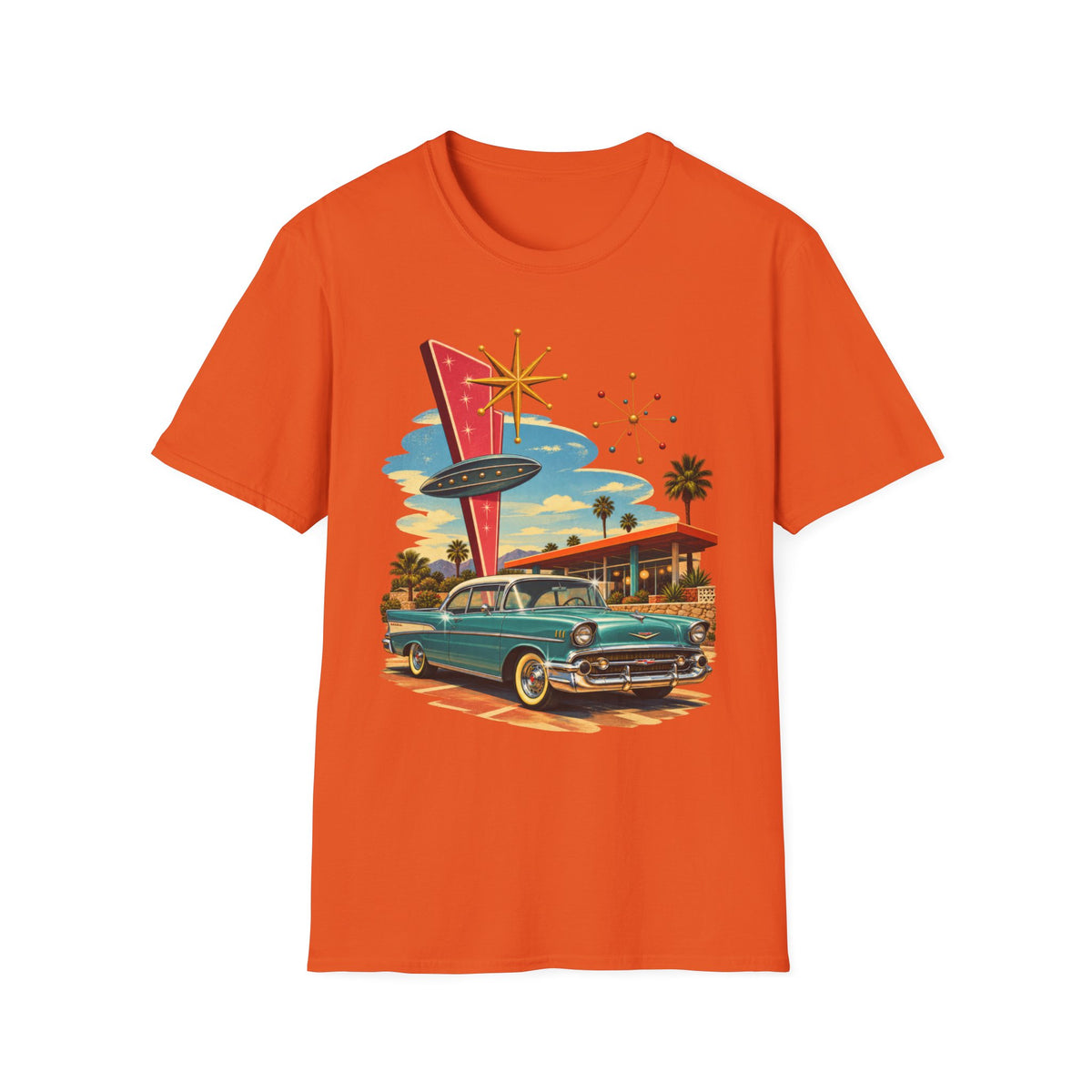 1950s Atomic Age Cruiser T-Shirt — Retro Googie Roadside Graphic Tee