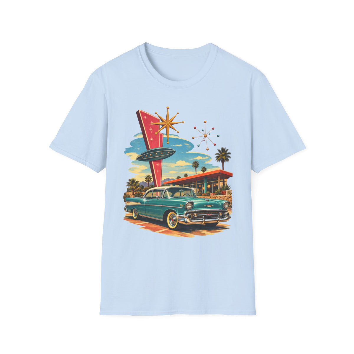 1950s Atomic Age Cruiser T-Shirt — Retro Googie Roadside Graphic Tee