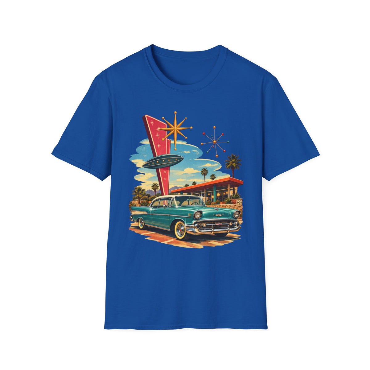 1950s Atomic Age Cruiser T-Shirt — Retro Googie Roadside Graphic Tee