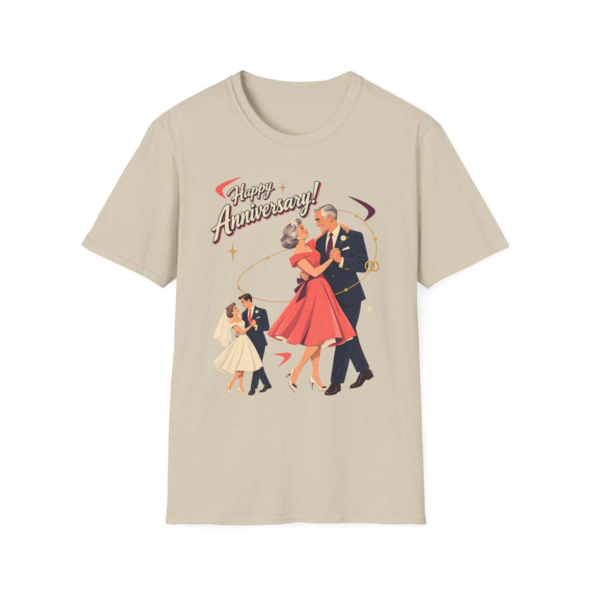 Happy Anniversary T-Shirt — Vintage Couple Dancing Retro Romance Graphic Tee