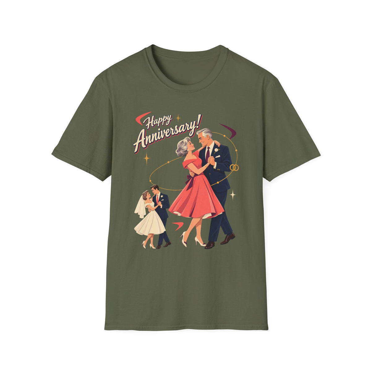 Happy Anniversary T-Shirt — Vintage Couple Dancing Retro Romance Graphic Tee