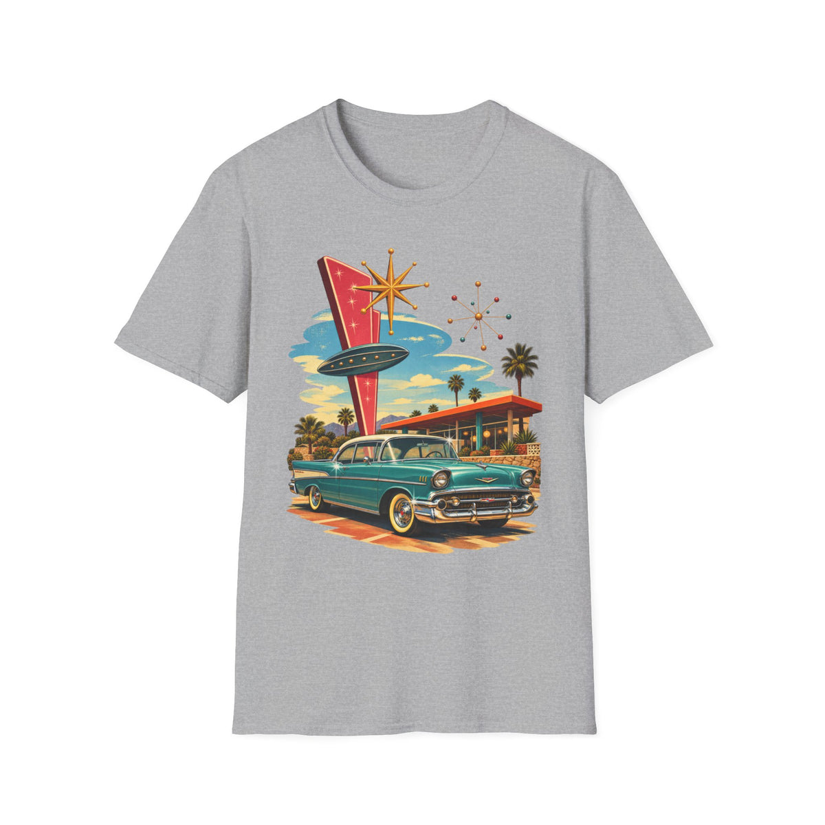 1950s Atomic Age Cruiser T-Shirt — Retro Googie Roadside Graphic Tee
