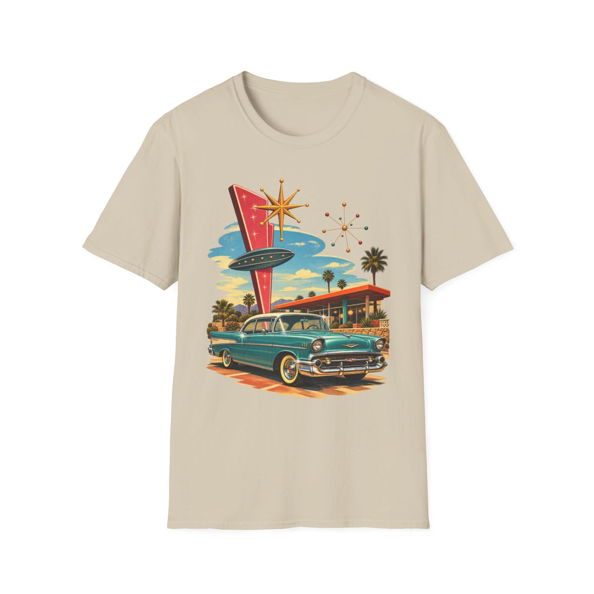 1950s Atomic Age Cruiser T-Shirt — Retro Googie Roadside Graphic Tee