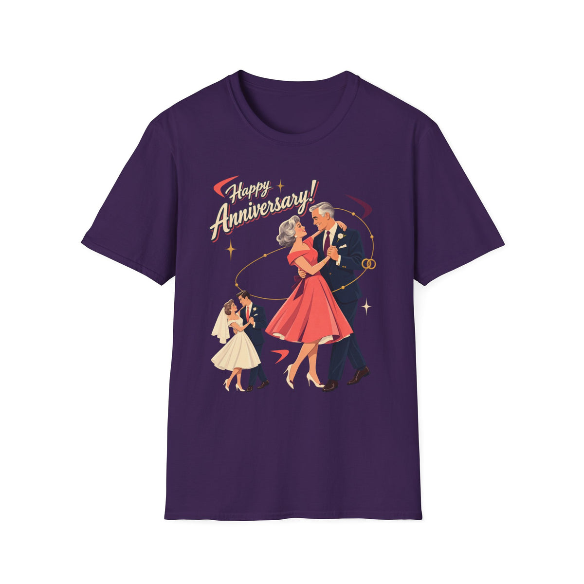 Happy Anniversary T-Shirt — Vintage Couple Dancing Retro Romance Graphic Tee