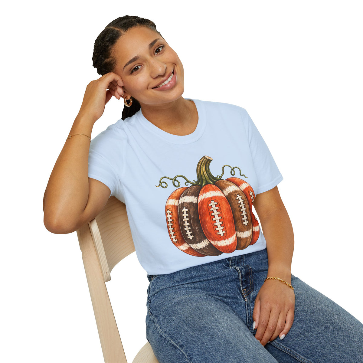 Fall Football Pumpkin – Vintage Autumn Graphic T-Shirt