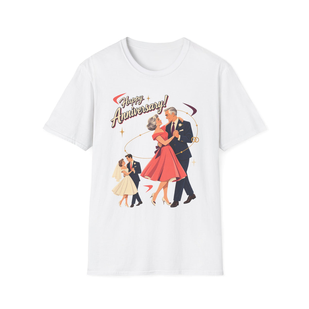 Happy Anniversary T-Shirt — Vintage Couple Dancing Retro Romance Graphic Tee