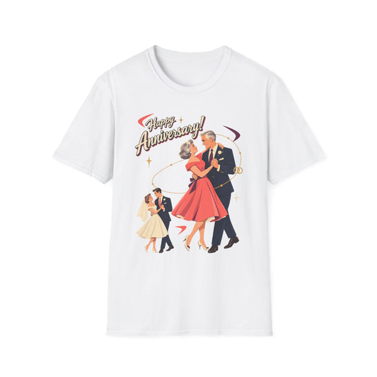 Happy Anniversary T-Shirt — Vintage Couple Dancing Retro Romance Graphic Tee