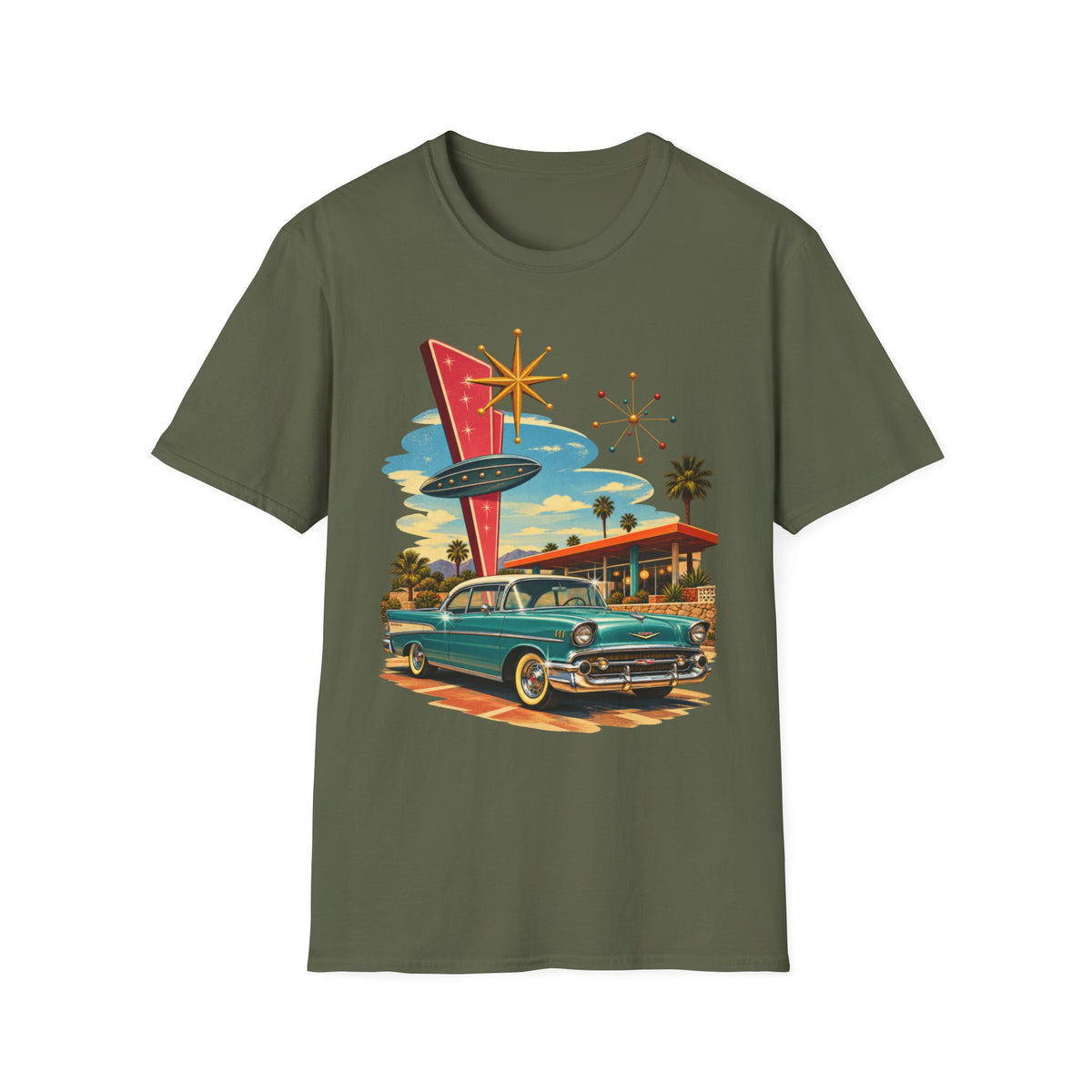 1950s Atomic Age Cruiser T-Shirt — Retro Googie Roadside Graphic Tee