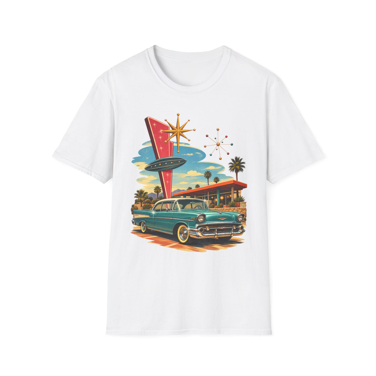 1950s Atomic Age Cruiser T-Shirt — Retro Googie Roadside Graphic Tee