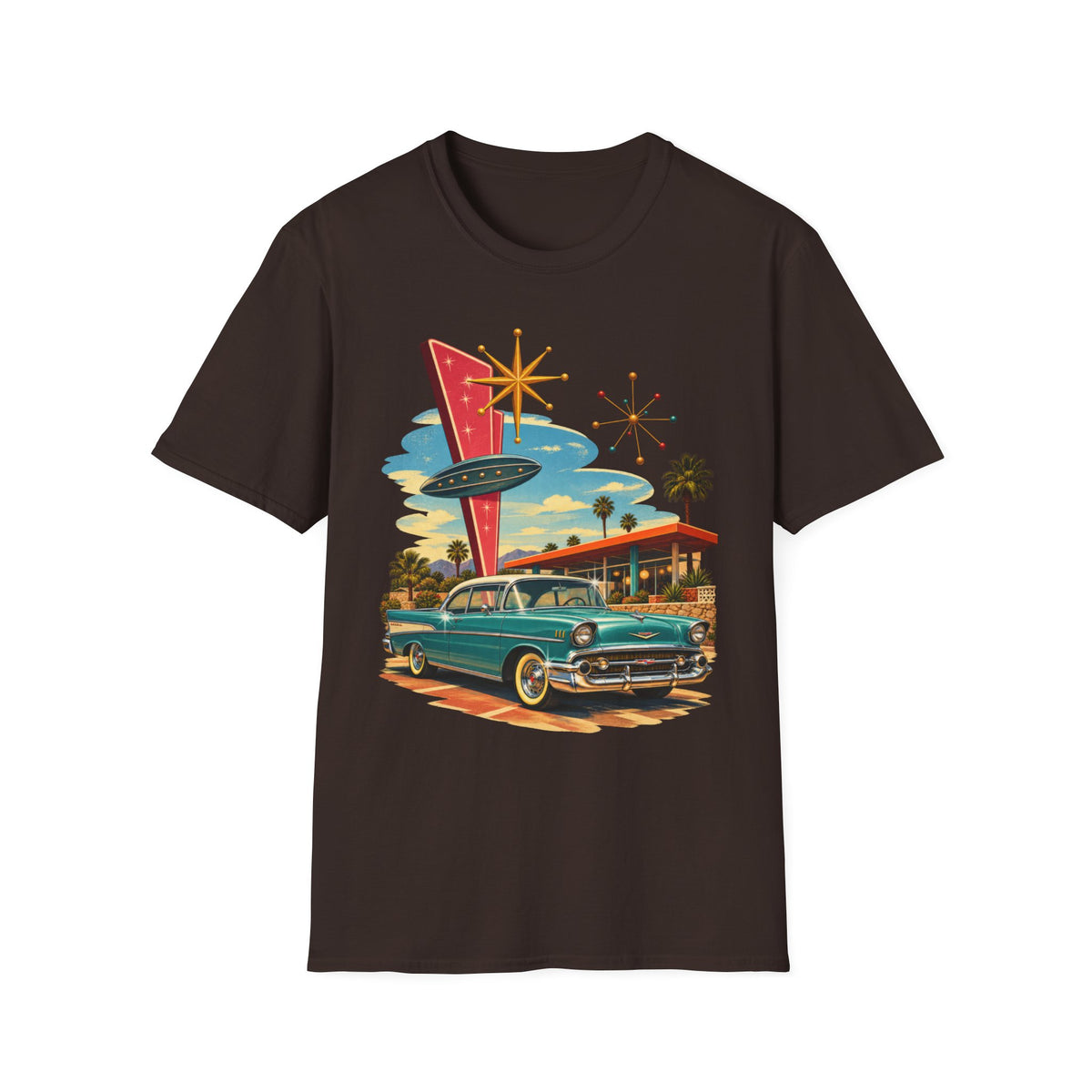 1950s Atomic Age Cruiser T-Shirt — Retro Googie Roadside Graphic Tee