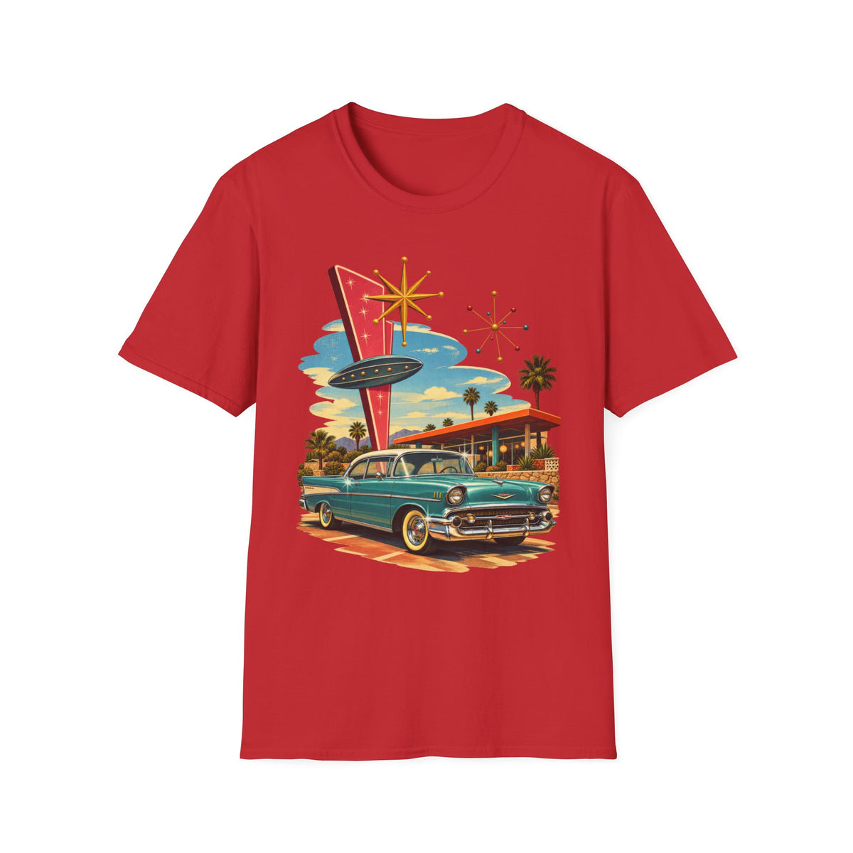 1950s Atomic Age Cruiser T-Shirt — Retro Googie Roadside Graphic Tee