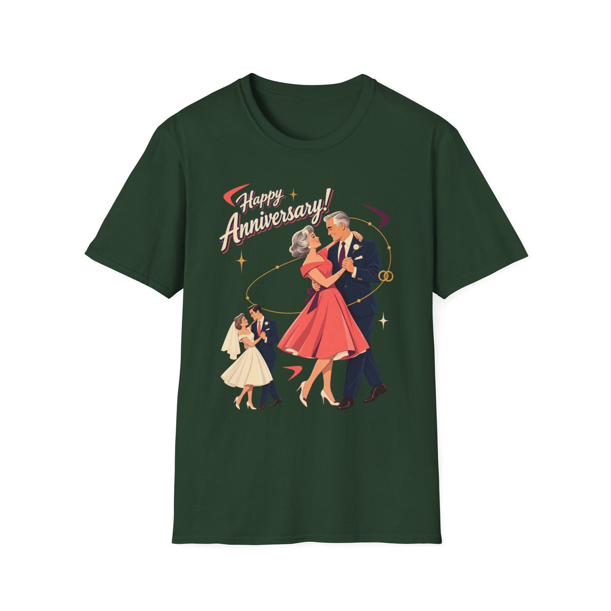 Happy Anniversary T-Shirt — Vintage Couple Dancing Retro Romance Graphic Tee