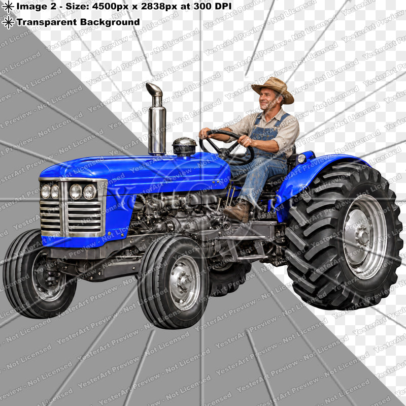 Vintage Blue Tractor - Circa 1950s | Digital Artwork Download