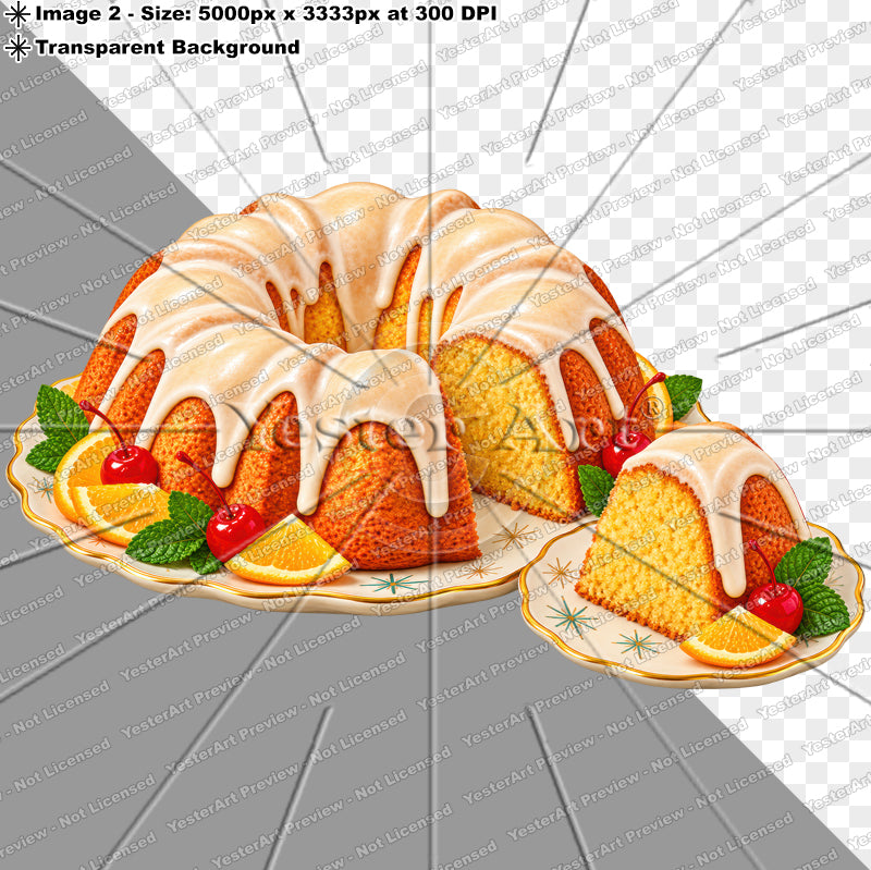 Vanilla Glazed Bundt Cake - Circa 1950s | Digital Artwork Download